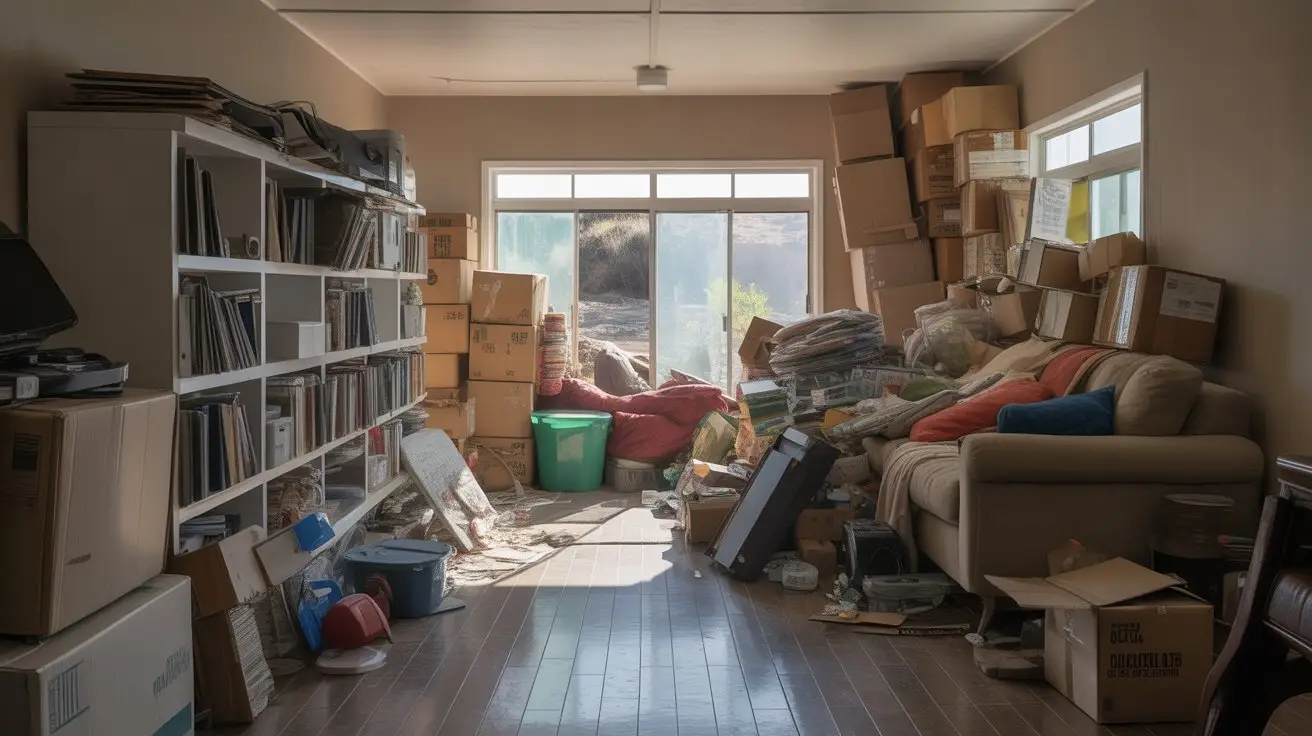 Cluttered home interior showing early signs that professional junk removal is needed.