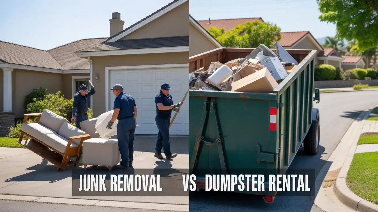 Junk removal vs dumpster rental comparison for Visalia homeowners.